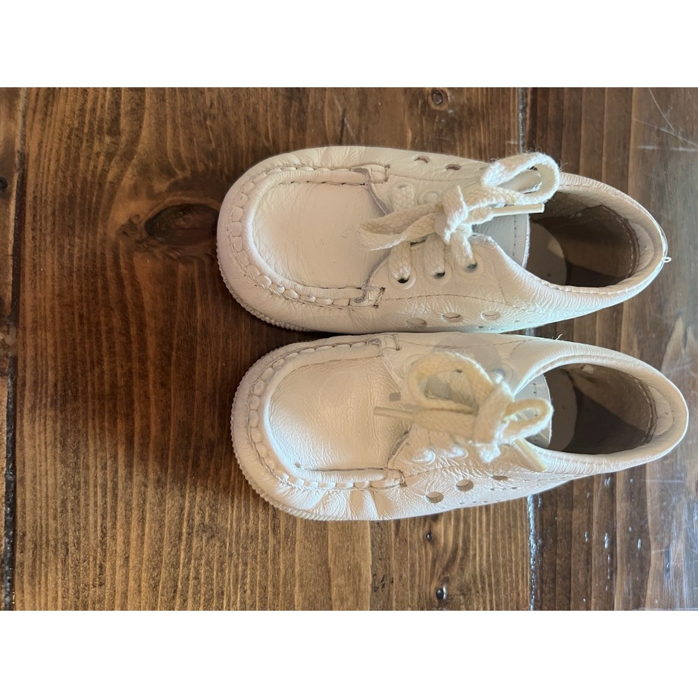 Mother goose Vintage Baby Jacks Infant White Leather  Booties Sz4